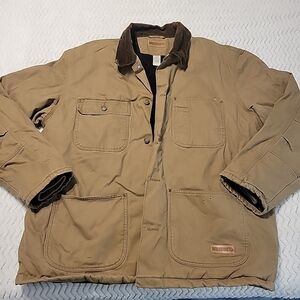 Wolverine Chore Jacket Mens XL Brown Workwear Canvas Barn Fleece Lined